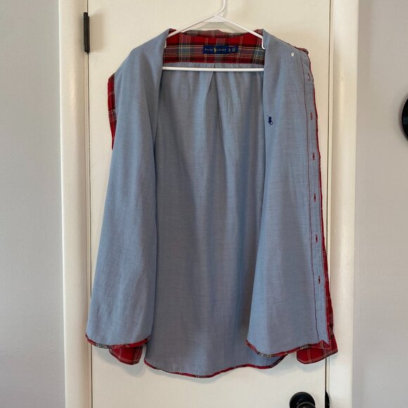 Ralph Lauren Polo Mens Red Plaid Double-Faced Button-Down Shirt XL Pony Logo - Picture 5 of 11